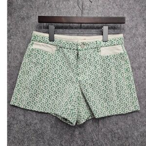 Anthropologie Cartonnier Rose Point Lace Overlay Shorts Green Cream size 6